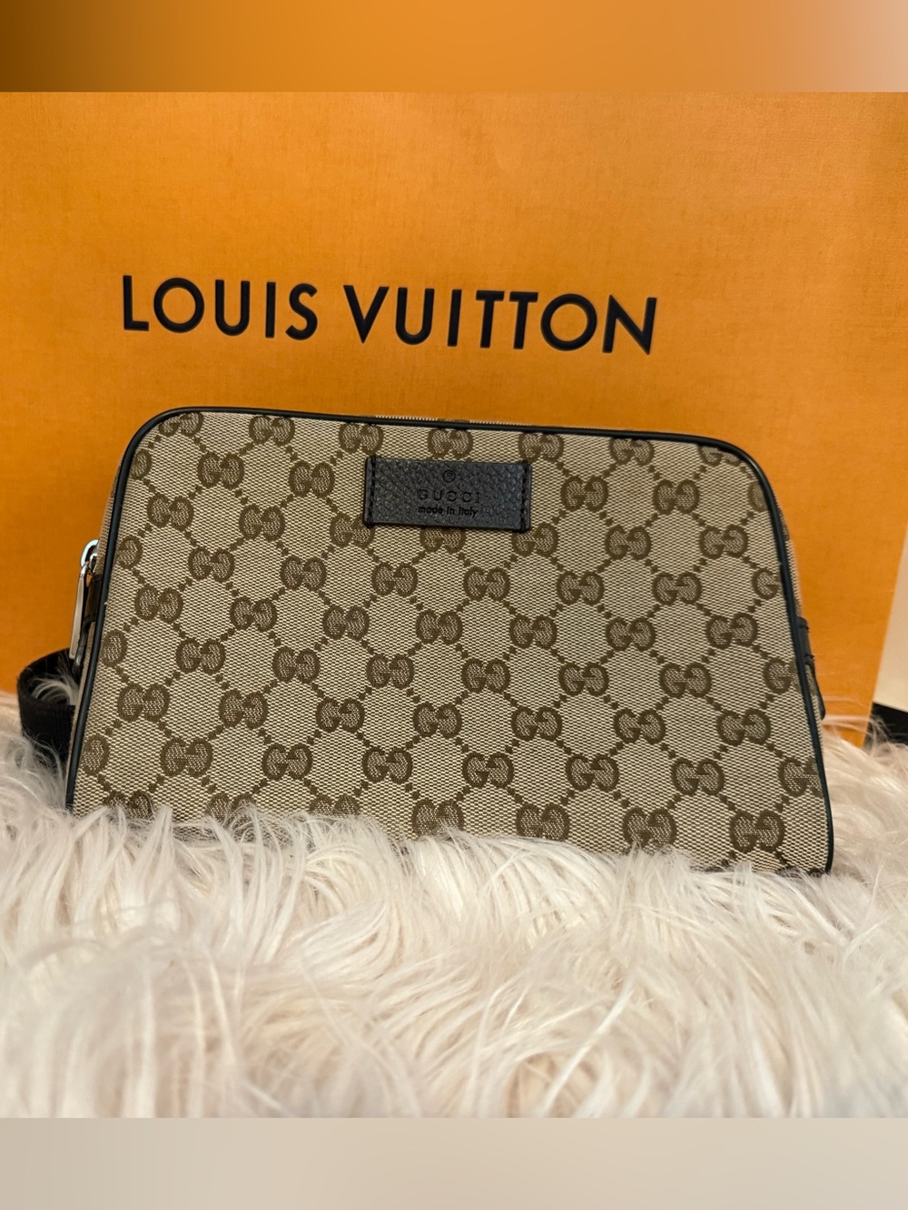 Gucci Brown Beige Monogram Messenger Bag